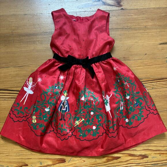 Bonnie Jean red Nutcracker themed sleeveless dress SIZE 4 - Picture 1 of 7